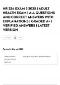 NR 324 EXAM 3 2025 &vert; ADULT HEALTH EXAM &vert; ALL QUESTIONS AND CORRECT ANSWERS WITH EXPLANATIONS &vert; GRADED A&plus; &vert; VERIFIED ANSWERS &vert; LATEST VERSION