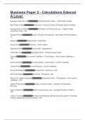 Business Paper 2 - Calculations Edexcel A Level