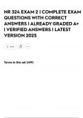 NR 324 EXAM 2 &vert; COMPLETE EXAM QUESTIONS WITH CORRECT ANSWERS &vert; ALREADY GRADED A&plus; &vert; VERIFIED ANSWERS &vert; LATEST VERSION 2025