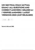 MN 568 FINAL EXAM &lpar;ACTUAL EXAM&rpar; &vert; ALL QUESTIONS AND CORRECT ANSWERS &vert; GRADED A&plus; &vert; VERIFIED ANSWERS &vert; LATEST VERSIONS 2025 &lpar;JUST RELEASED&rpar;
