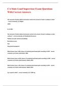 CA State Lead Supervisor Exam Questions With Correct Answers&period;