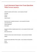 Lead Abatement Supervisor Exam Questions With Correct Answers