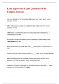 Lead supervisor Exam Questions With Correct Answers