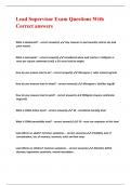 Lead Supervisor Exam Questions With Correct answers&period;