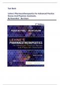 Test Bank For Lehne's Pharmacotherapeutics for Advanced Practice Nurses and Physician Assistants&comma; 3rd Edition by Rosenthal &vert;&vert; All Chapters Covered &vert;&vert; Latest Complete Guide A&plus;