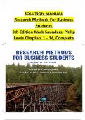 Solution Manual For Research Methods For Business Students&comma; 8th Edition by Mark Saunders&comma; Philip Lewis&comma; Verified Chapters 1 - 14&comma; Complete Newest Version