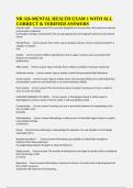 NR 326-MENTAL HEALTH EXAM 1 WITH ALL CORRECT & VERIFIED ANSWERS