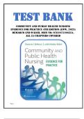 Test Bank for Community and Public Health Nursing Evidence for Practice 4th Edition &lpar;LWW&comma; 2023&rpar; Demarco and Walsh&comma; Isbn no&semi; 9781975196554&comma; all 25 Chapters Covered