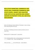 REAL ESTATE MARKETING&colon; COMMERCIAL REAL  ESTATE &lpar;SAE&rpar;&comma; CHAMPIONS COMMERCIAL REAL  ESTATE SCHOOL &ndash;NEWEST 2025 EXAM PREP  GUIDE WITH ACTUAL QUESTION AND CORRECT  ANSWERS ON PROPERTY TYPES&comma; ROI&comma; AND SPACE  MEASUREMENT