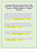 California RDA Law & Ethics Exam &vert; RDA Exam 2025 &vert; Updated Questions and Correct Answers &vert; Already Graded A&plus; &vert; Verified Answers