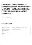 FINRA SIE EXAM &vert; COMPLETE EXAM QUESTIONS AND CORRECT ANSWERS &vert; ALREADY GRADED A&plus; &vert; VERIFIED ANSWERS &vert; LATEST EXAM 2025