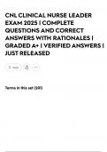 CNL CLINICAL NURSE LEADER EXAM 2025 &vert; COMPLETE QUESTIONS AND CORRECT ANSWERS WITH RATIONALES &vert; GRADED A&plus; &vert; VERIFIED ANSWERS &vert; JUST RELEASED