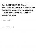 CAHIMS PRACTICE EXAM 2&sol;ACTUAL EXAM QUESTIONS AND CORRECT ANSWERS &vert; GRADED A&plus; &vert; VERIFIED ANSWERS &vert; LATEST VERSION 2025