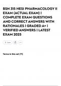 BSN 315 HESI PHARMACOLOGY II EXAM &lpar;ACTUAL EXAM&rpar; &vert; COMPLETE EXAM QUESTIONS AND CORRECT ANSWERS WITH RATIONALES &vert; GRADED A&plus; &vert; VERIFIED ANSWERS &vert; LATEST EXAM 2025