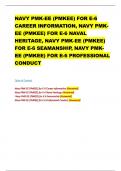 NAVY PMK-EE &lpar;PMKEE&rpar; FOR E-6 CAREER INFORMATION&comma; NAVAL HERITAGE&comma; SEAMANSHIP&comma; PROFESSIONAL CONDUCT ALL EXAMS BANK QUESTIONS WITH ACTUAL ANSWERS &lbrace;100&percnt; CORRECT&rcub; RATED A&plus; 100&percnt; DISTINCTION GUARANTEE&period;