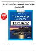 The Leadership Experience &ndash; Test Bank &vert; Daft &vert; 8th Edition &vert; Complete Multiple Choice and True&sol;False Questions