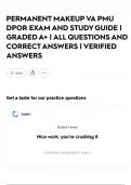 PERMANENT MAKEUP VA PMU DPOR EXAM AND STUDY GUIDE &vert; GRADED A&plus; &vert; ALL QUESTIONS AND CORRECT ANSWERS &vert; VERIFIED ANSWERS