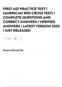 FIRST AID PRACTICE TEST 1 &lpar;AMERICAN RED CROSS TEST&rpar; &vert; COMPLETE QUESTIONS AND CORRECT ANSWERS &vert; VERIFIED ANSWERS &vert; LATEST VERSION 2025 &vert; JUST RELEASED