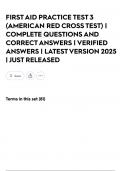 FIRST AID PRACTICE TEST  3 &lpar;AMERICAN RED CROSS TEST&rpar; &vert; COMPLETE QUESTIONS AND CORRECT ANSWERS &vert; VERIFIED ANSWERS &vert; LATEST VERSION 2025 &vert; JUST RELEASED