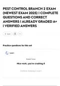 PEST CONTROL BRANCH 2 EXAM &lpar;NEWEST EXAM 2025&rpar; &vert; COMPLETE QUESTIONS AND CORRECT ANSWERS &vert; ALREADY GRADED A&plus; &vert; VERIFIED ANSWERS