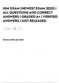 HIM EXAM &lpar;NEWEST EXAM 2025&rpar; &vert; ALL QUESTIONS AND CORRECT ANSWERS &vert; GRADED A&plus; &vert; VERIFIED ANSWERS &vert; JUST RELEASED