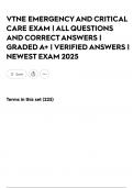 VTNE EMERGENCY AND CRITICAL CARE EXAM &vert; ALL QUESTIONS AND CORRECT ANSWERS &vert; GRADED A&plus; &vert; VERIFIED ANSWERS &vert; NEWEST EXAM 2025