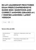 RN ATI LEADERSHIP PROCTORED EXAM PREP&sol;COMPREHENSIVE GUIDE 2025 &vert; QUESTIONS AND CORRECT ANSWERS &lpar;GRADED A&plus;&rpar; &vert; VERIFIED ANSWERS &vert; LATEST VERSION