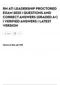 RN ATI LEADERSHIP PROCTORED EXAM 2025 &vert; QUESTIONS AND CORRECT ANSWERS &lpar;GRADED A&plus;&rpar; &vert; VERIFIED ANSWERS &vert; LATEST VERSION