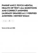 PMHNP ANCC PSYCH MENTAL HEALTH NP TEST &vert; ALL QUESTIONS AND CORRECT ANSWERS &lpar;ALREADY GRADED A&plus;&rpar; &vert; VERIFIED ANSWERS &vert; NEWEST EXAM