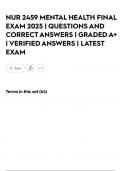 NUR 2459 MENTAL HEALTH FINAL EXAM 2025 &vert; QUESTIONS AND CORRECT ANSWERS &vert; GRADED A&plus; &vert; VERIFIED ANSWERS &vert; LATEST EXAM