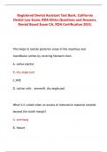 Registered Dental Assistant Test Bank&comma; California  Dental Law Exam&comma; RDA Ethics Questions and Answers&comma;  Dental Board Exam CA&comma; RDA Certification 2025&comma; 