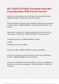 IEC 62443-IC33 Risk Assessment Specialist Exam Questions With Correct Answers