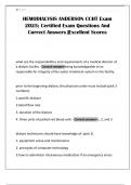 HEMODIALYSIS ANDERSON CCHT Exam 2025&semi; Certified Exam Questions And Correct Answers &vert;Excellent Scores