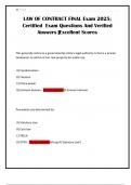 LAW OF CONTRACT FINAL Exam 2025; Certified Exam Questions And Verified Answers |Excellent Scores