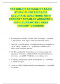 TAX CREDIT SPECIALIST EXAM  STUDY GUIDE 2025&sol;2026  ACCURATE QUESTIONS WITH  CORRECT DETAILED ANSWERS &vert;&vert;  100&percnt; GUARANTEED PASS  <RECENT VERSION> 