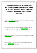 FLORIDA CHIROPRACTIC LAWS AND RULES 2025&vert; BRAND NEW ACTUAL EXAM WITH 100&percnt; VERIFIED QUESTIONS AND CORRECT ANSWERS&vert; GUARANTEED SUCCESS