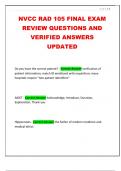 NVCC RAD 105 FINAL EXAM REVIEW QUESTIONS AND VERIFIED ANSWERS UPDATED