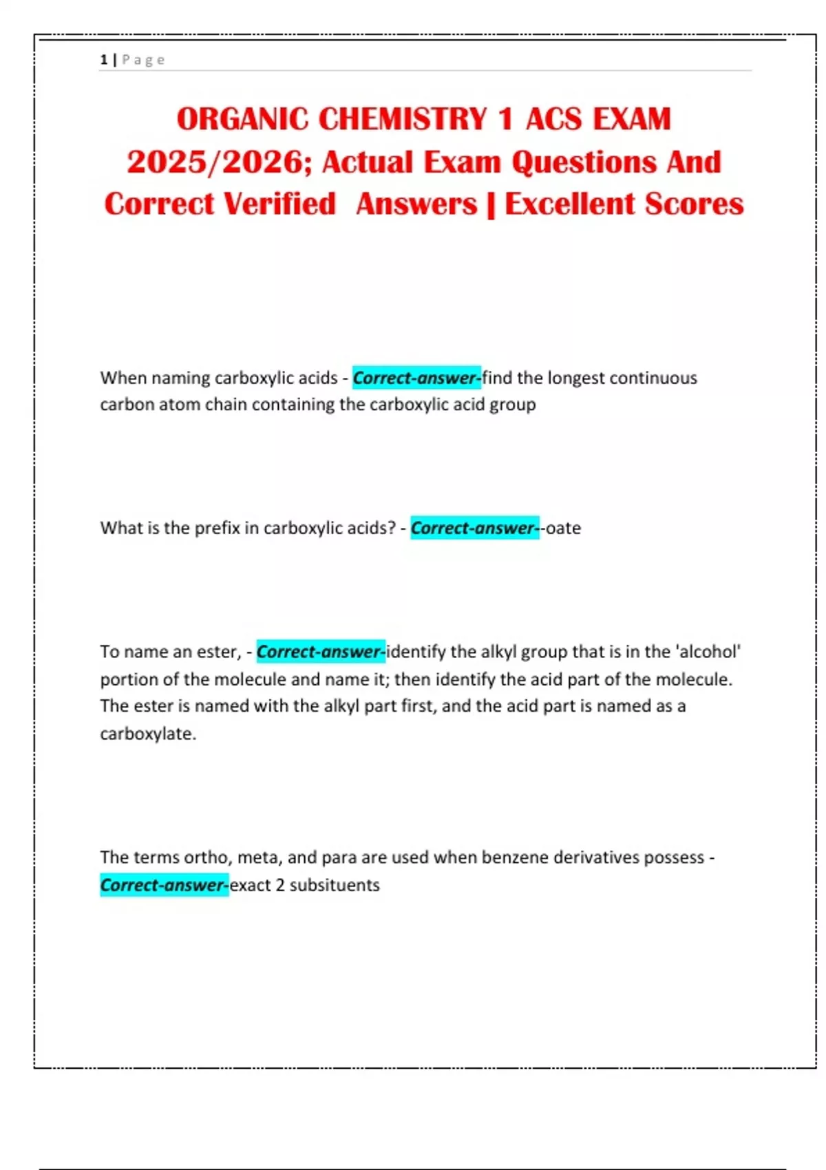 ACS ORGANIC CHEMISTRY EXAM PDF 2020 visual data 7