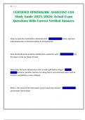 CERTIFIED OPHTHALMIC ASSISTANT COA Study Guide 2025&sol;2026&semi; Actual Exam Questions With Correct Verified Answers