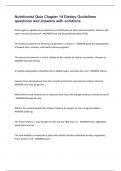 Nutritionist Quiz Chapter 14 Dietary Guidelines questions and answers with solutions&period;
