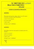 North Carolina Drivers Ed &ndash; Practice Written Exam with Answers