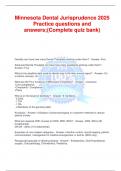 Minnesota Dental Jurisprudence 2025 Practice questions and answers&semi;&lpar;Complete quiz bank&rpar;