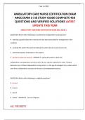 AMBULATORY CARE NURSE CERTIFICATION EXAM ANCC EXAM 1-3 & STUDY GUIDE COMPLETE 450 QUESTIONS AND VERIFIED SOLUTIONS LATEST UPDATE THIS YEAR