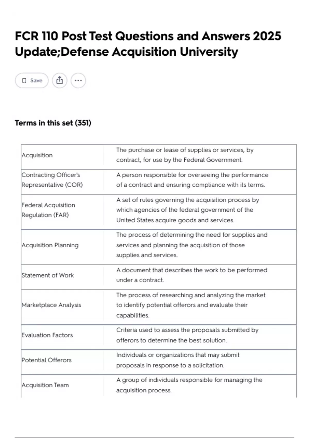 FCR 110 Post Test Questions and Answers 2025 Update;Defense Acquisition University - 3x@m ...