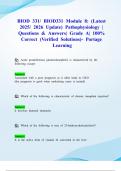 BIOD 331&sol; BIOD331 Module 8&colon; &lpar;Latest 2025&sol; 2026 Update&rpar; Pathophysiology &vert; Questions & Answers&vert; Grade A&vert; 100&percnt; Correct &lpar;Verified Solutions&rpar;- Portage Learning
