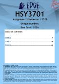 HSY3701 Assignment 3 &lpar;ANSWERS&rpar; Semester 1 2026 - DISTINCTION GUARANTEED