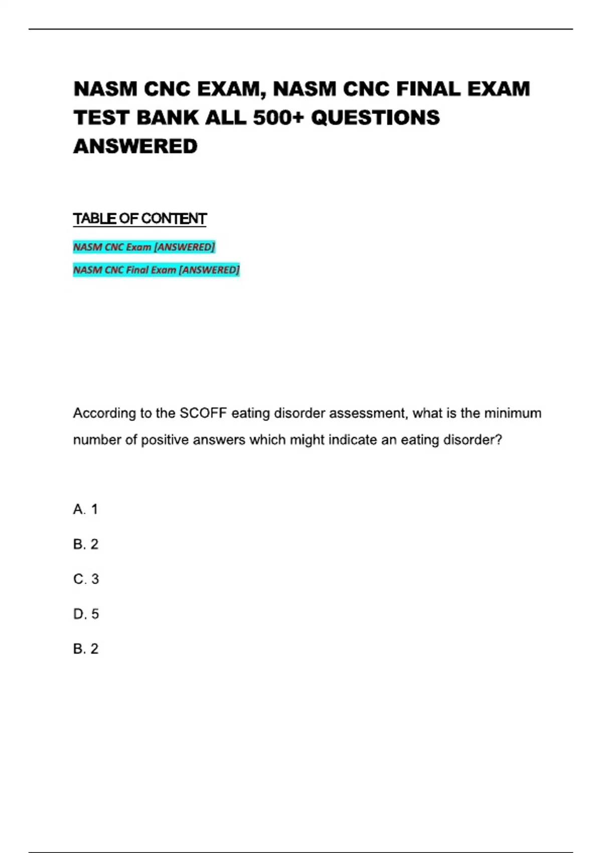 NASM CNC EXAM, NASM CNC FINAL EXAM COMBINED QUESTIONS WITH CORRECT ...