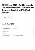 CCLE Exam 2025 &vert; CA Chiropractic Law Exam &vert; Updated Questions and Answers &vert; Graded A&plus; &vert; Verified Answers