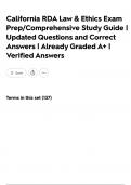 California RDA Law & Ethics Exam Prep&sol;Comprehensive Study Guide &vert; Updated Questions and Correct Answers &vert; Already Graded A&plus; &vert; Verified Answers