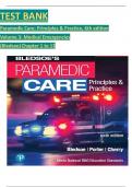 TEST BANK Paramedic Care&colon; Principles & Practice&comma; 6th edition Volume 3&colon; Medical Emergencies &lpar;Bledsoe&rpar; Chapter 1 to 13 complete newest edition